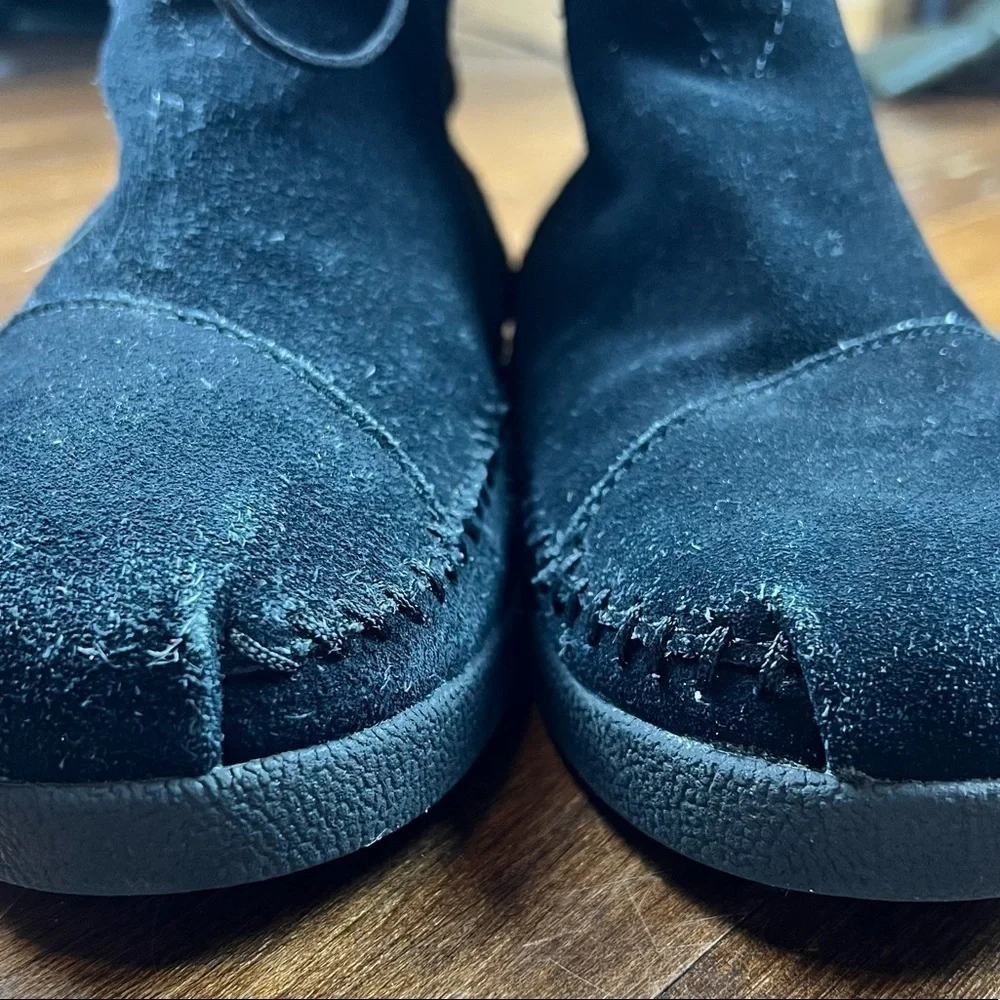 Toms Nepal Women’s Black Suede Faux Fur Aztec Moccasin Size 8 Apres Ski Gorpcore